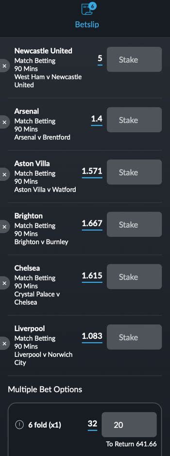 sixfold bet.